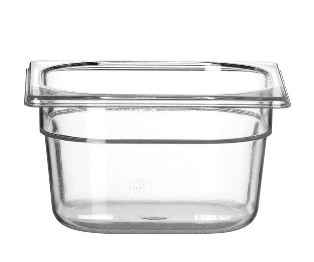 Gastronormbak 1/6 100 mmpolycarbonaat transparant 1/box