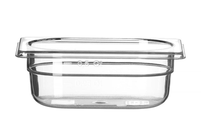Gastronormbak 1/9 65 mmpolycarbonaat transparant 1/box