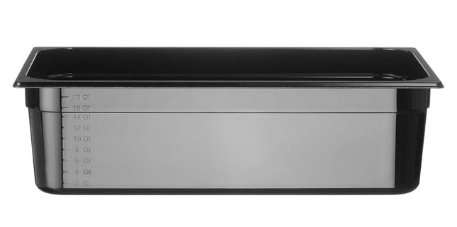 Zwarte GN 1/1 bak Hendi 150 mm diep voor presentatie op buffet en dessertlijn
