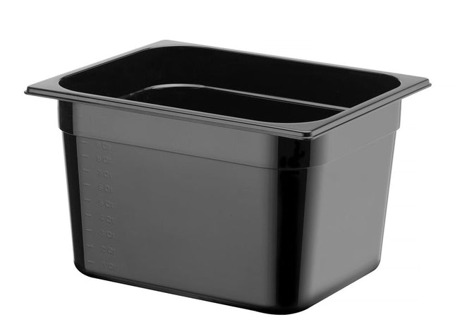 Hendi gastronormbak 1/2 200 mm polycarbonaat zwart – diepe GN-bak voor buffet en keuken