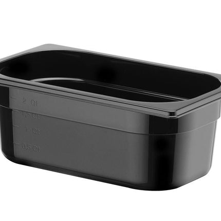 Zwarte GN 1/4 bak Hendi 100 mm diep, stapelbaar voor catering en buffetlijn