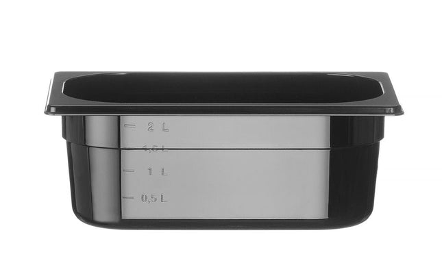 Hendi gastronormbak 1/4 100 mm polycarbonaat zwart – compacte GN-bak voor saladette en bar