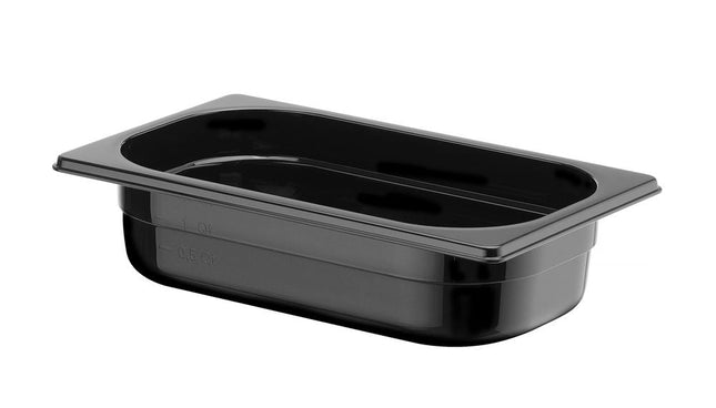 Zwarte GN 1/4 bak Hendi 65 mm diep voor sauzen en garnituur in de restaurantkeuken
