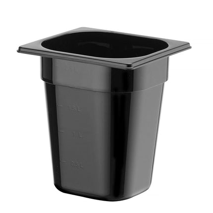 Hendi gastronormbak 1/6 200 mm polycarbonaat zwart – diepe kleine GN-bak voor de horecakeuken