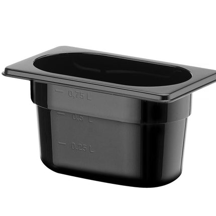 Gastronormbak1/9 100 mm polycarbonaat zwart 1/box