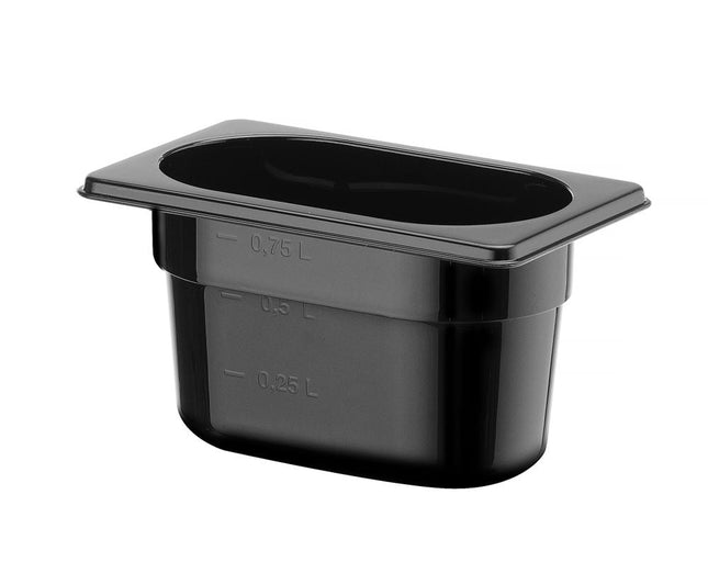 Gastronormbak1/9 100 mm polycarbonaat zwart 1/box