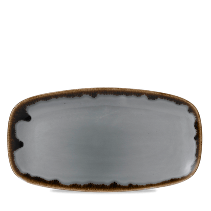 Dudson Harvest Grey langwerpig chef-bord 35,5x18,9 cm – grijs porselein voor restaurants
