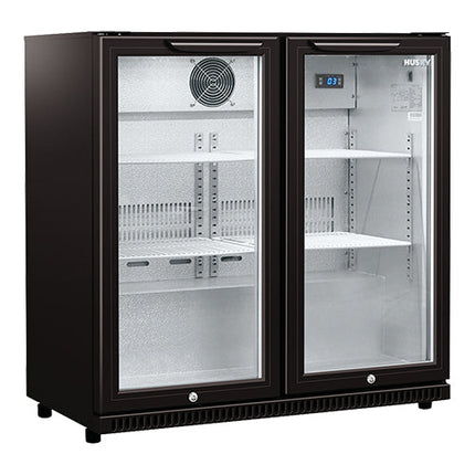 EMGA displaykoeler 2-deurs zwart – dubbele glasdeur koeling voor horeca en retail