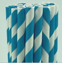 APS papieren rietjes blauw-wit 8 x 255 mm - gestreepte rietjes voor de bar