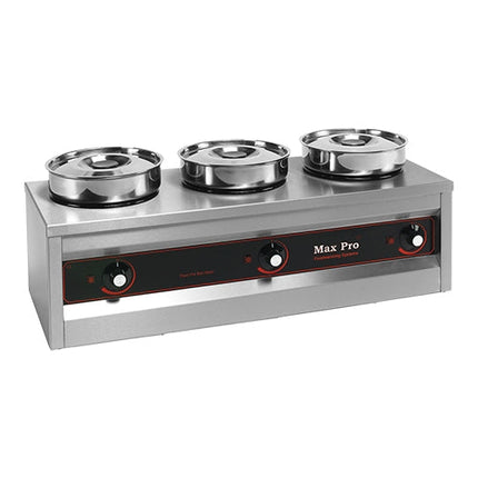 EMGA Maxpro foodwarmer met 3 potten – warmhoudunit voor soep en sauzen in de keuken