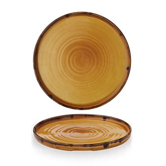 Dudson Harvest Mustard bord met opstaande rand 26 cm – mosterdgeel porseleinen bord voor restaurants