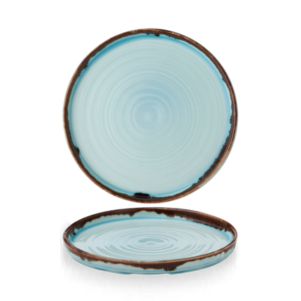 Dudson Harvest Turquoise bord met opstaande rand 21 cm – turquoise porseleinen bord voor de horeca