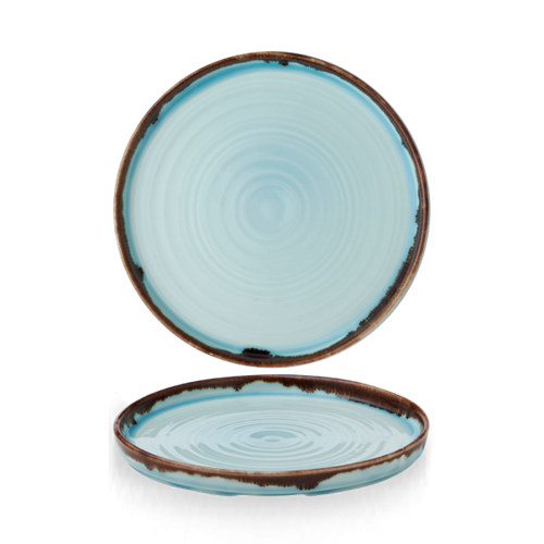 Dudson Harvest Turquoise bord met opstaande rand 21 cm – turquoise porseleinen bord voor de horeca