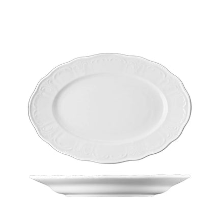 Lillien Bellevue ovale schaal 32 cm - porseleinen serveerschaal voor vlees en vis
