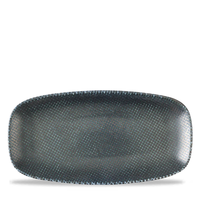 Churchill Astro Metallic Blue ovaal chef's bord 29,8x15,3 cm – porseleinen bord voor fine dining