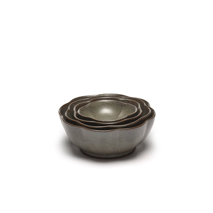 Inku Bowl Ribbed S Green L 9 W 9 H 3 cm 8/Box