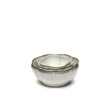 Inku Bowl Ribbed S White L 9 W 9 H 3 cm 8/Box
