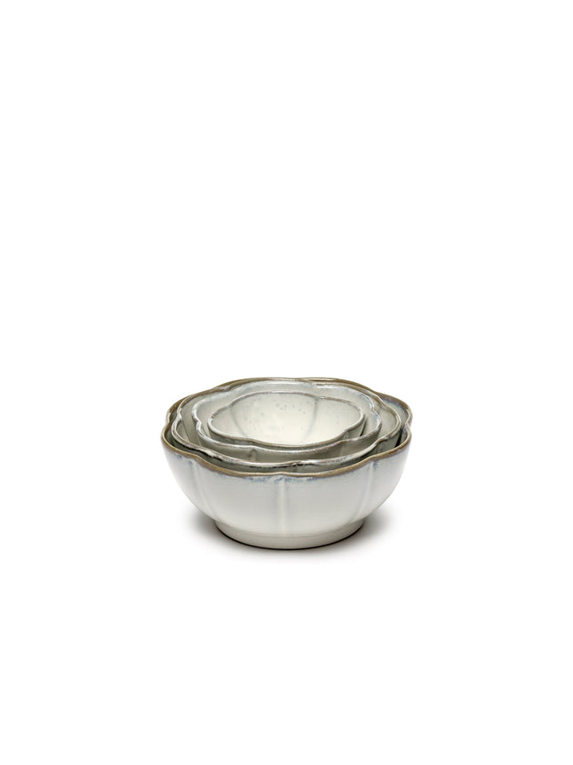 Inku Bowl Ribbed S White L 9 W 9 H 3 cm 8/Box