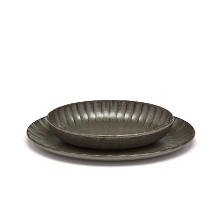 Inku Serving Bowl Oval S Green L 19 W 13 H 3.7 cm 4/Box