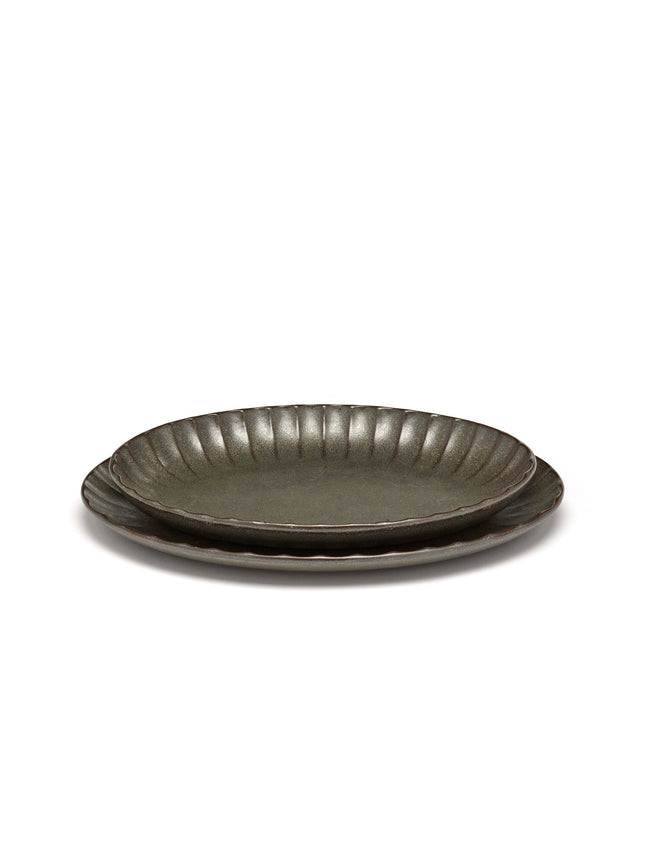 Inku Serving Bowl Oval M Green L 22 W 15.4 H 2.7 cm 4/Box