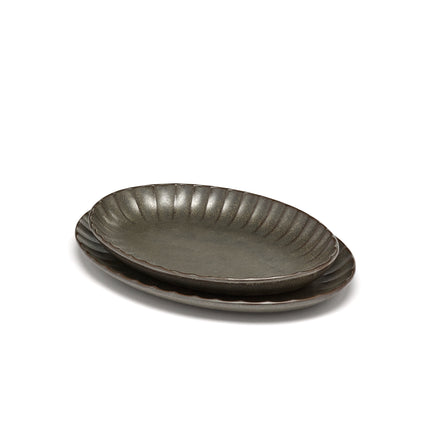 Inku Serving Bowl Oval M Green L 22 W 15.4 H 2.7 cm 4/Box