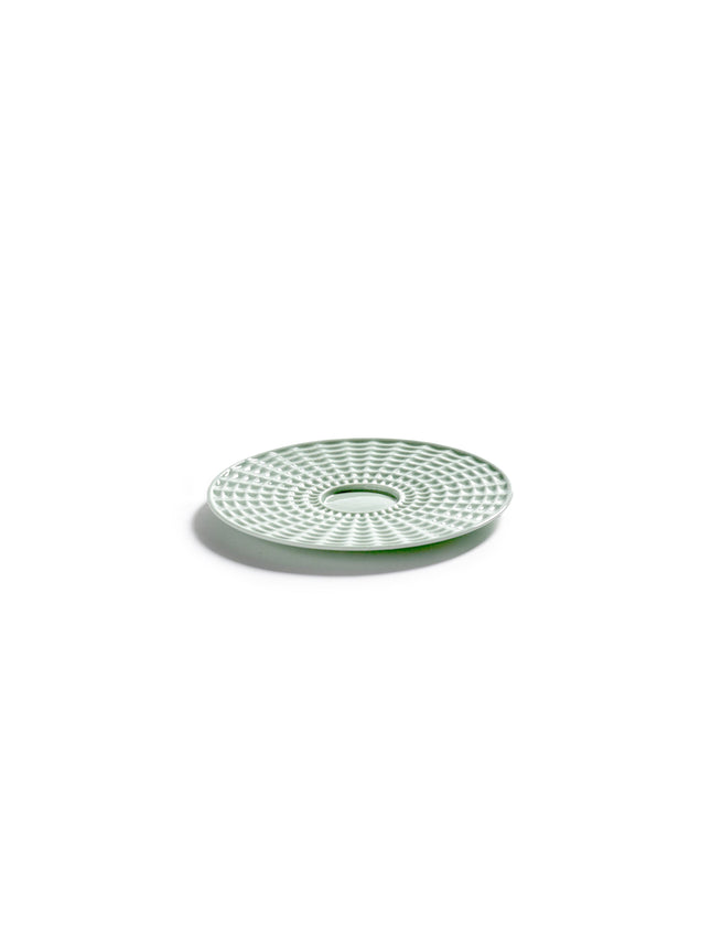 Serax Nido schotel theekop groen 14,5 cm – groene onderschotel voor thee in de horeca