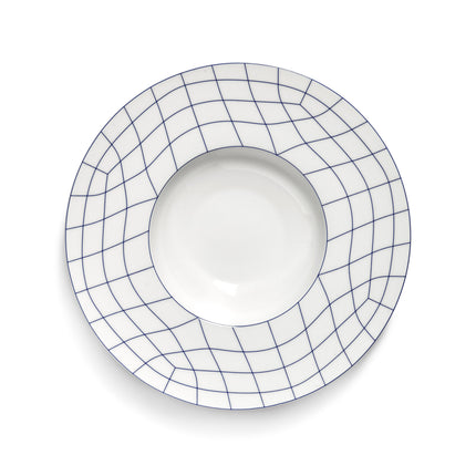 Nido Deep Plate Wide Edge White-Blue L 28 W 28 H 5 cm 2/Box