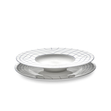 Nido Deep Plate Wide Edge White-Blue L 28 W 28 H 5 cm 2/Box