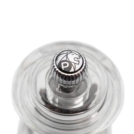 Peugeot Bistro pepermolen acryl 10 cm – heldere acrylmolen voor peper op restauranttafels