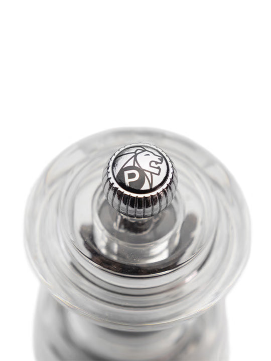 Peugeot Bistro pepermolen acryl 10 cm – heldere acrylmolen voor peper op restauranttafels