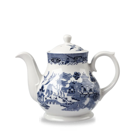 Churchill Blue Willow Sandringham thee- en koffiepot 852 ml – grote porseleinen pot voor hotels