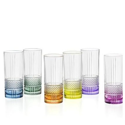 RCR Brillante Multi Color hi-ball set 370 ml – set gekleurde kristallen longdrinkglazen