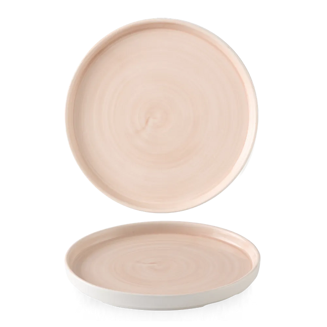 Churchill Stonecast Canvas Coral bord met rand Ø 26 cm – gespikkeld porseleinen bord voor horeca