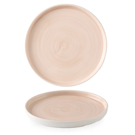 Churchill Stonecast Canvas Coral bord met rand Ø 27,5 cm – gespikkeld porseleinen bord voor restaurants