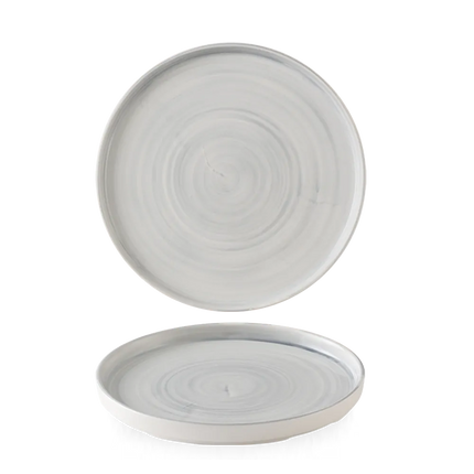 Churchill Stonecast Canvas Grey bord met rand Ø 21 cm – gespikkeld porseleinen bord voor restaurants