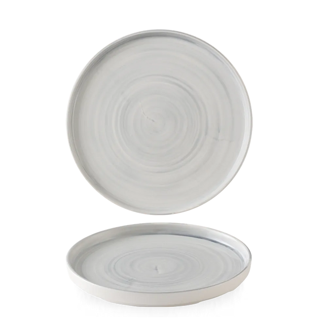 Churchill Stonecast Canvas Grey bord met rand Ø 21 cm – gespikkeld porseleinen bord voor restaurants
