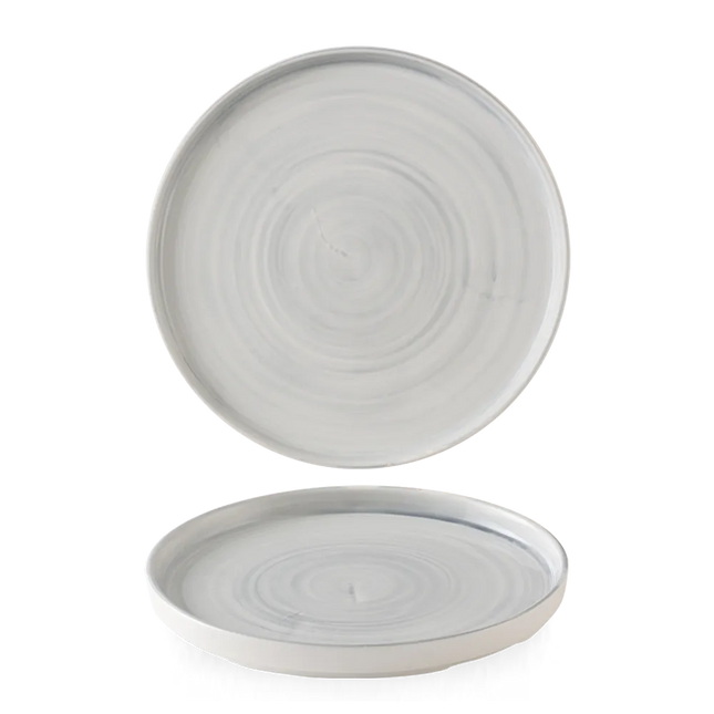 Churchill Stonecast Canvas Grey bord met rand Ø 26 cm – gespikkeld porseleinen bord voor horeca