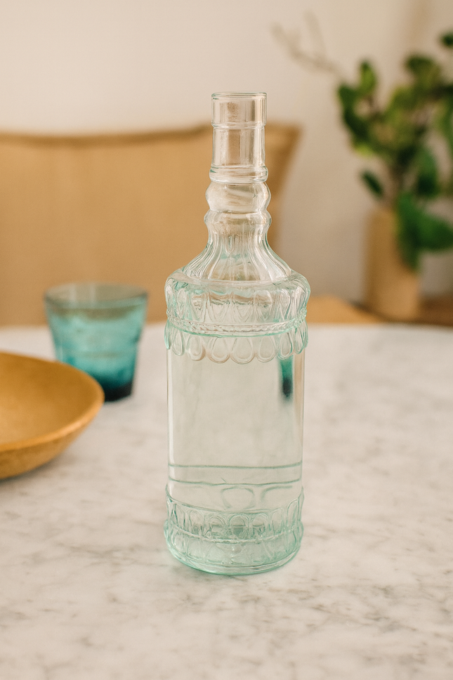 APS fles Barocca 700 ml groen detail - glazen fles voor restaurants