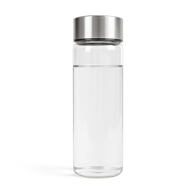 APS Ginza waterfles 500 ml detail - glazen fles met metalen dop