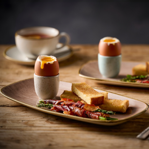 Churchill Stonecast Duck Egg Egg Cup – set van 24 eierdopjes in een zachte eendenblauw tint, perfect voor het serveren van eieren in een verfijnde horeca-omgeving.