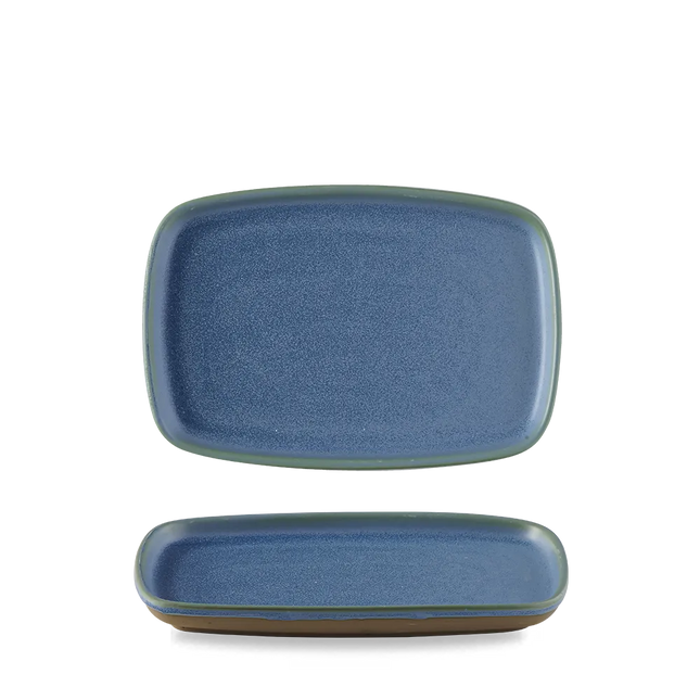 Churchill Emerge Oslo Blue langwerpig bord 22 x 15 cm – blauw keramisch serveerbord