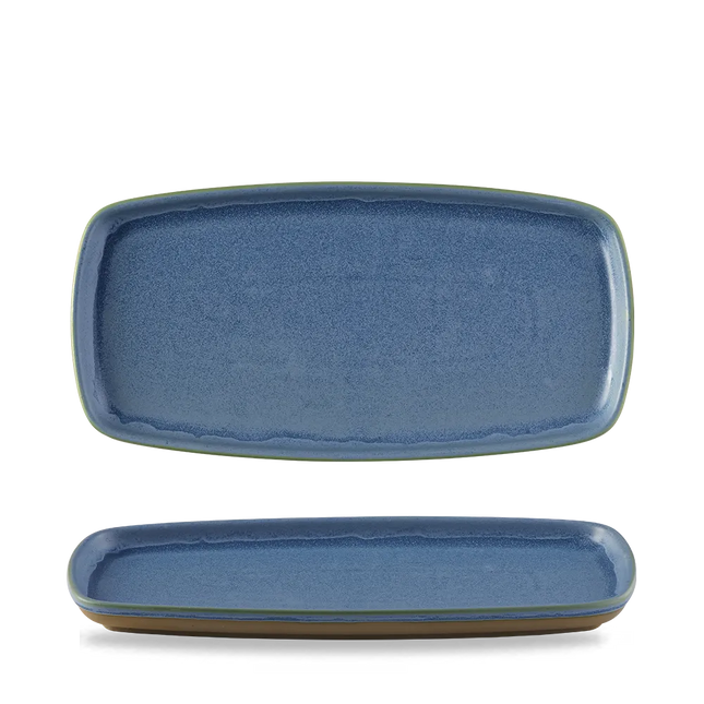 Churchill Emerge Oslo Blue langwerpig bord 30 x 14,7 cm – groot blauw keramisch serveerbord