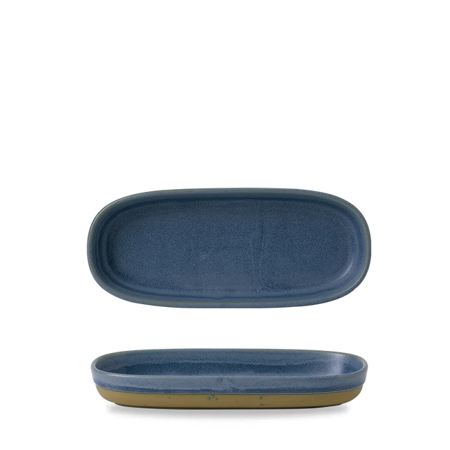 Churchill Emerge Oslo Blue dienblad 23,3 x 10 cm – langwerpige blauwe keramische schaal