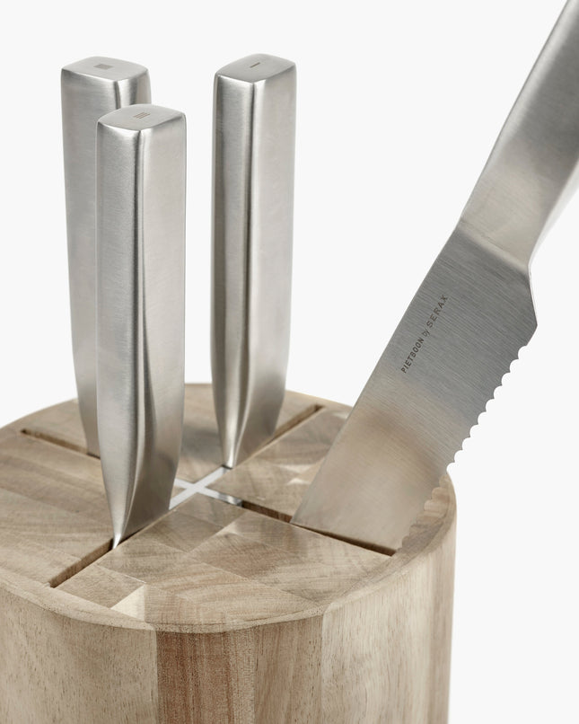 Serax Base messenset met houten messenblok – professionele koksmessen voor keuken en horeca