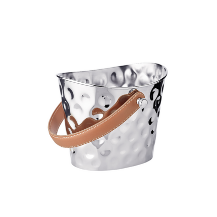 Edzard ijsemmer Gilbert 17 cm met bruin leren handvat - ijsemmer voor de bar