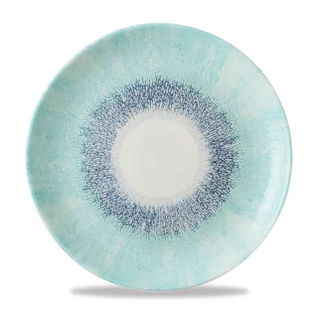 Churchill Studio Prints Fusion Blue Evolve coupebord Ø 28,8 cm – randloos porseleinen bord voor hoofdgerechten