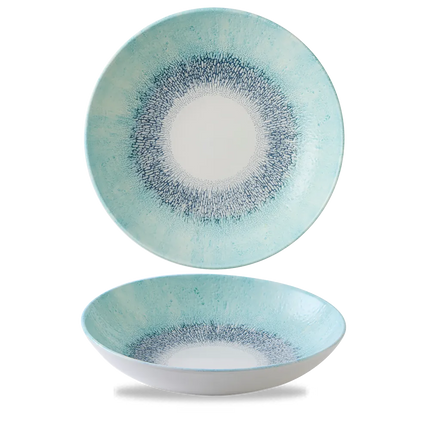 Churchill Studio Prints Fusion Blue Evolve coupekom Ø 24,8 cm – randloze porseleinen kom voor salades