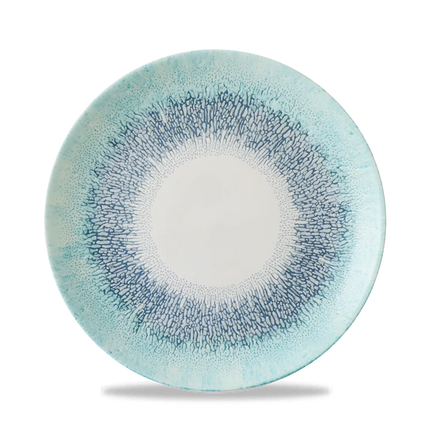 Churchill Studio Prints Fusion Blue Evolve coupebord Ø 21,7 cm – randloos porseleinen bord voor voorgerechten