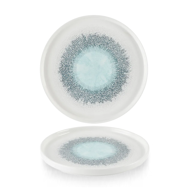 Churchill Studio Prints Fusion Blue bord met rand Ø 21 cm – blauw patroonbord voor horeca