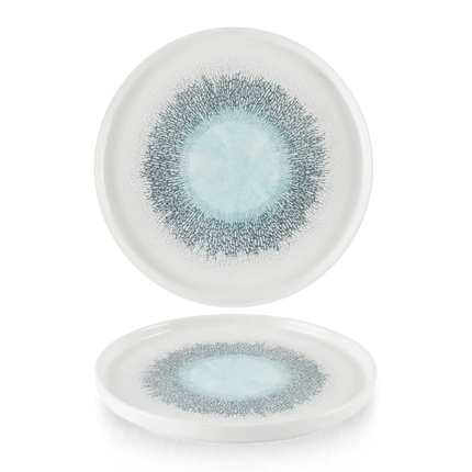Churchill Studio Prints Fusion Blue bord met rand Ø 26 cm – groot blauw patroonbord voor restaurants